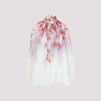 Zimmermann Crush Pleated Floral-print Crepon Blouse