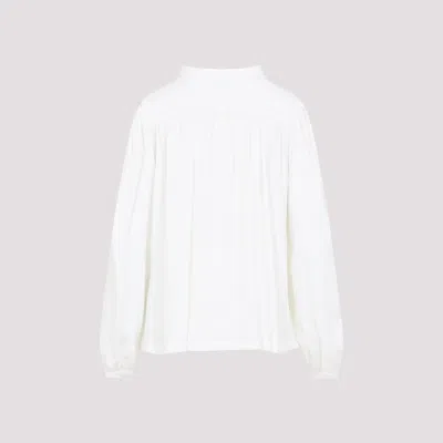 Giambattista Valli High Neck Acrylic-silk Blend Shirt With Pleating