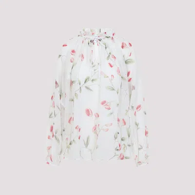 Giambattista Valli Silk Blouse With Balloon Sleeves And Floral Pattern