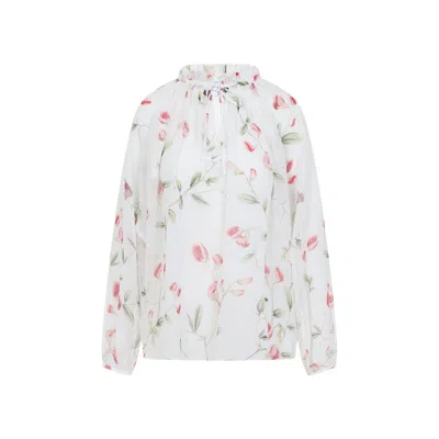Giambattista Valli Silk Blouse With Balloon Sleeves And Floral Pattern