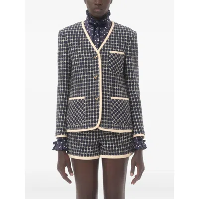 Valentino Boucle Wool Blend Jacket With Contrast Trim