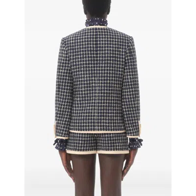 Valentino Boucle Wool Blend Jacket With Contrast Trim