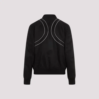 Alexander Mcqueen Solid Color Nylon Bomber Jacket With Contrasting Details In Black