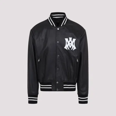 Amiri 'ma Hollywood' Black Bomber Jacket With Logo Print On The Front And Maxi Logo Print On The Rear