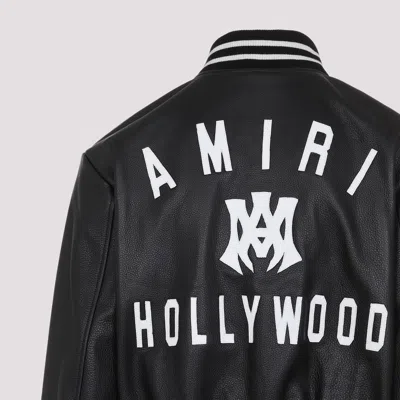 Amiri 'ma Hollywood' Black Bomber Jacket With Logo Print On The Front And Maxi Logo Print On The Rear