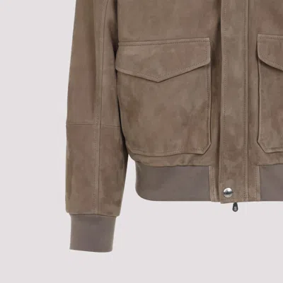 Brunello Cucinelli Leather Bomber Jacket Men