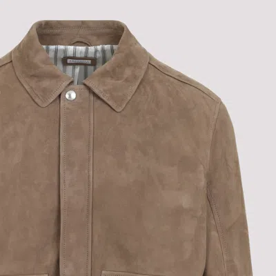 Brunello Cucinelli Leather Bomber Jacket Men