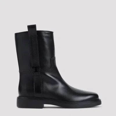 Tod's Black Calf Leather Bootie In Black