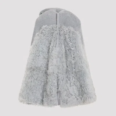 Rick Owens Short Masto Shearling Cape Women In Blue