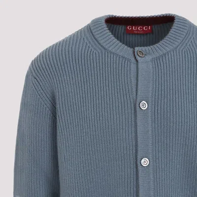 Gucci Men Wool Cardigan With Intarsia