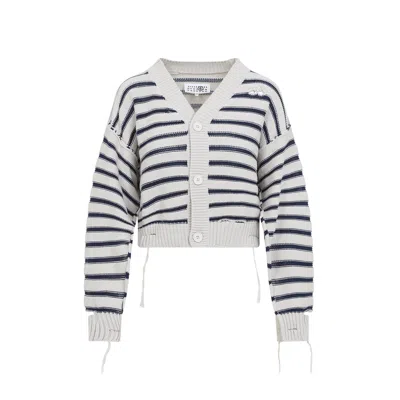 Mm6 Maison Margiela Mm6 By Maison Margiela Chalk White Cotton Cardigan