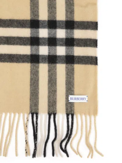 Burberry Cashmere Check Scarf Scarves And Foulards Beige