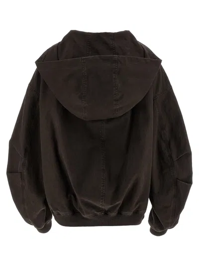 Attico Cotton Bomber Jacket Casual Jackets And Parka Brown In Black