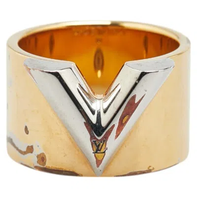 Pre-owned Louis Vuitton Gold Silver Metal Band Ring () In Multi