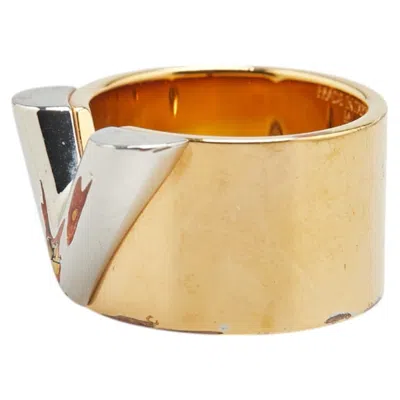 Pre-owned Louis Vuitton Gold Silver Metal Band Ring () In Multi