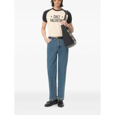 Valentino Sleeve Contrast Graphic Print Crew Neck