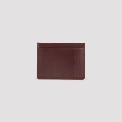 Miu Miu Bordeaux Lamb Leather Cardholder In Brown