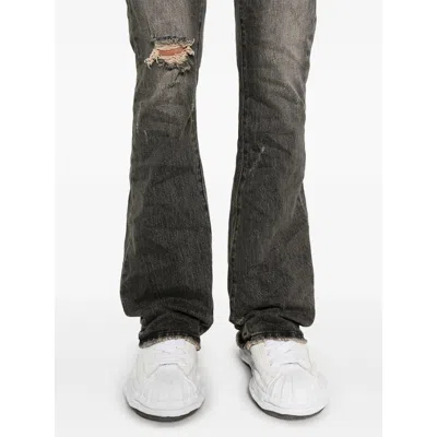 Purple Brand Black Flared Jeans With Crinkled Effect