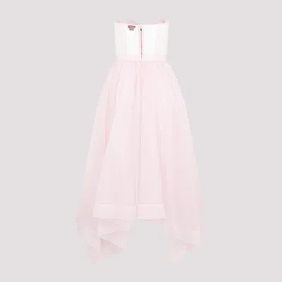 Alexander Mcqueen Strapless Tulle Midi Dress In Pink