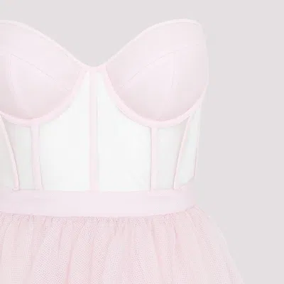 Alexander Mcqueen Strapless Tulle Midi Dress In Pink
