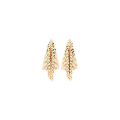 Rabanne Cascading Metallic Mesh Earrings With Triangular Accents