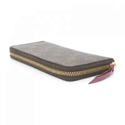 Pre-owned Louis Vuitton Monogram Fuchsia Marron Coated Canvas Long Wallet (bi-fold) ()