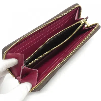 Pre-owned Louis Vuitton Monogram Fuchsia Marron Coated Canvas Long Wallet (bi-fold) ()