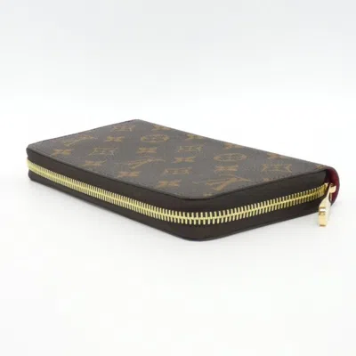 Pre-owned Louis Vuitton Monogram Fuchsia Marron Coated Canvas Long Wallet (bi-fold) () In Multi