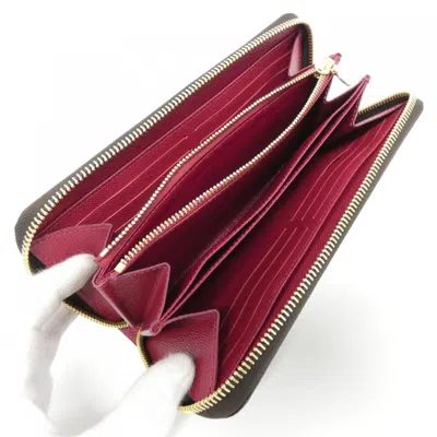 Pre-owned Louis Vuitton Monogram Fuchsia Marron Coated Canvas Long Wallet (bi-fold) () In Multi