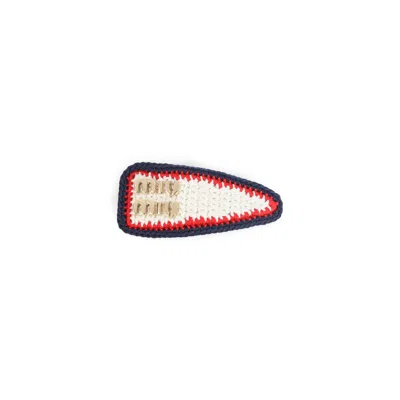 Miu Miu Triangular Textured Crochet Hat In Multi