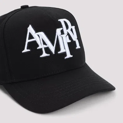 Amiri Structured Black Cotton Cap With Bold Embroidered Detailing In Black