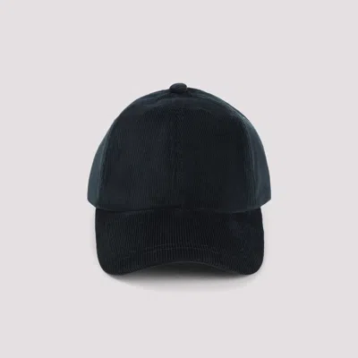 Paul Smith Soft Cotton Blend Cap With Textured Corduroy Finish In Green
