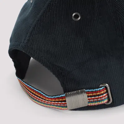 Paul Smith Soft Cotton Blend Cap With Textured Corduroy Finish In Green