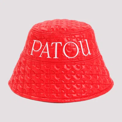 Patou Logo-embroidered Quilted Bucket Hat In Red