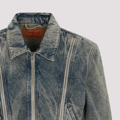 Y/project Tudor Zip Denim Jacket In Blue