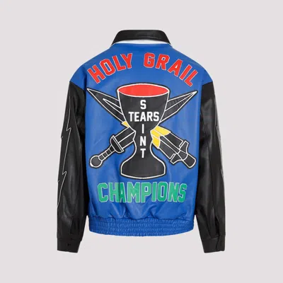 Saint Mxxxxxx X Denim Tears Leather Varsity Jacket