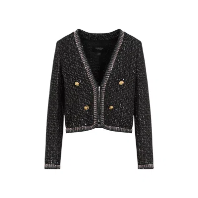 Giambattista Valli Bouclé Sequin-embellished Jacket In Black