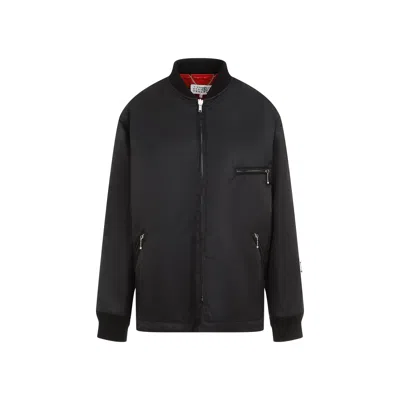 Mm6 Maison Margiela Black Stand-up Ribbed Collar Jacket