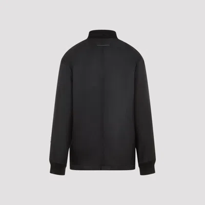 Mm6 Maison Margiela Black Stand-up Ribbed Collar Jacket