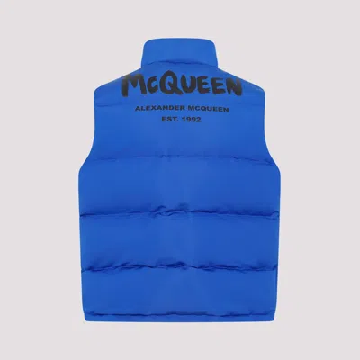 Alexander Mcqueen Man Down Jacket Bright Blue Size 40 Polyester In Blue