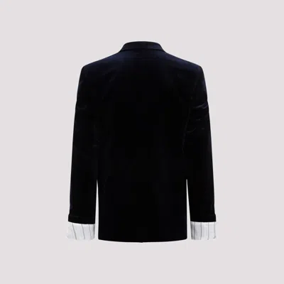 Gucci Men Turned-up Velvet Cuff Blazer In Black