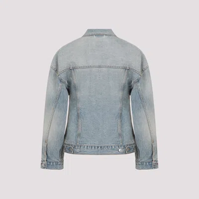 Balenciaga Light Blue Denim Hourglass Jacket In Blue
