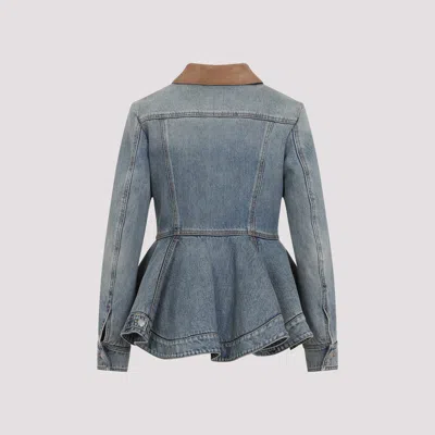 Alexander Mcqueen Alexander Mc Queen Light Blue Washed Denim Jacket With Ruffles