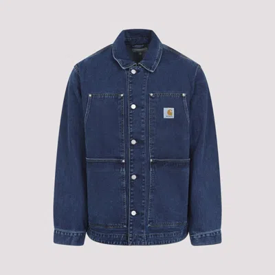 Carhartt Logo Double Front Denim Jacket In Blue
