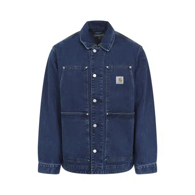 Carhartt Logo Double Front Denim Jacket In Blue