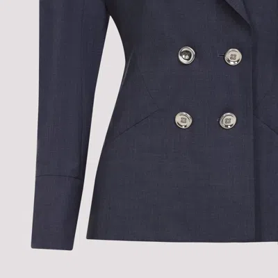Givenchy Denim Double-breasted Blazer In Blue