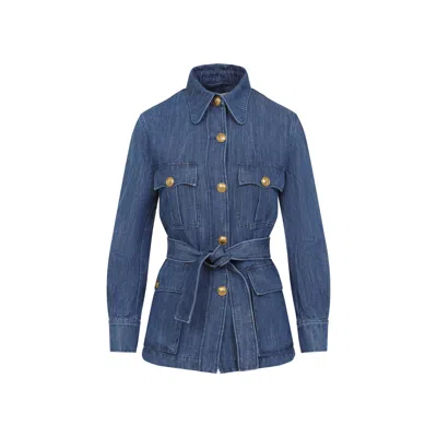 Valentino Garavani Women Solid Sahariana In Denim