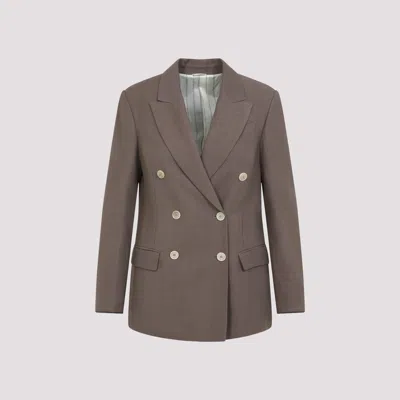 Brunello Cucinelli Cotton And Linen Waistcoat Jackets Beige In Brown