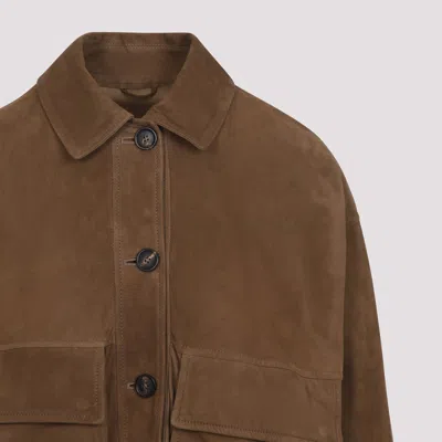 Brunello Cucinelli Brown Jacket With Classic Collar In Suede Woman