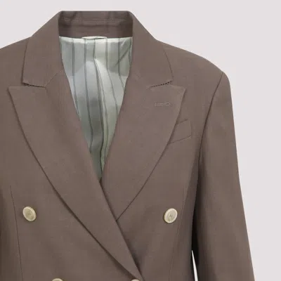 Brunello Cucinelli Cotton And Linen Waistcoat Jackets Beige In Brown